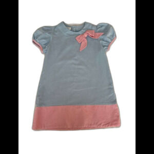 Little English Girls Dress Size 6Y (Blue/Pink Bow)